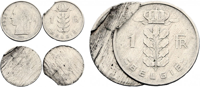 Belgium, Baudouin I (1951-1993), Mated Pair of Split Planchet 1 Franc 1952 (Cupr...