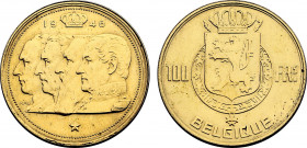 Belgium, Baudouin I (1951-1993), Gilt Copper essai 100 Francs 1948, Rau (Gilt Copper, 15.44 gr, 33 mm) Bogaert - (cf. 2740) Uncirculated. Reeded edge ...