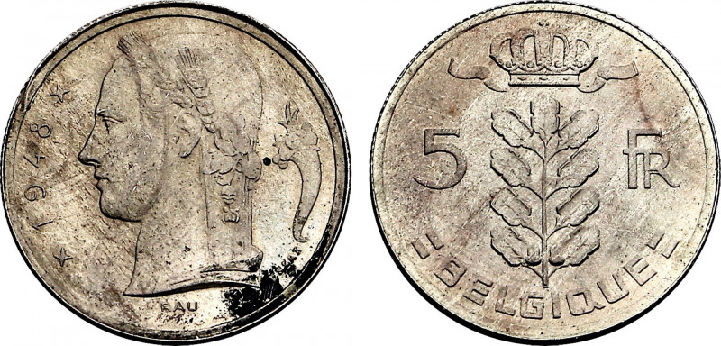 Belgium, Baudouin I (1951-1993), Silver essai 5 Francs 1948, Rau (Silver, 6.60 g...