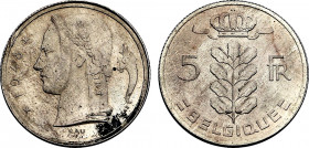 Belgium, Baudouin I (1951-1993), Silver essai 5 Francs 1948, Rau (Silver, 6.60 gr, 24 mm) Bogaert 2784. Uncirculated. Reeded edge with ESSAI.