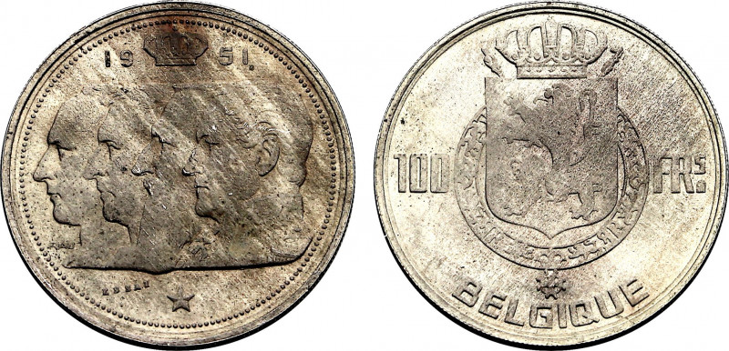 Belgium, Baudouin I (1951-1993), Silver essai 100 Francs 1951, Rau (Silver, 18.0...