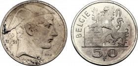 Belgium, Baudouin I (1951-1993), Silver essai 50 Frank 1951, Rau (Silver, 12.77 gr, 30 mm) Bogaert 2895. Uncirculated. Reeded edge with ESSAI.