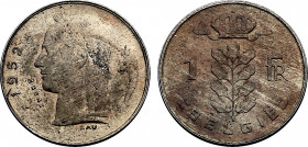 Belgium, Baudouin I (1951-1993), Silver essai 1 Frank 1952, Rau (Silver, 4.59 gr, 21 mm) Bogaert 2927. Uncirculated. Reeded edge with ESSAI.