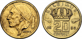 Belgium, Baudouin I (1951-1993), Gilt Copper essai 20 Centimes 1960, Rau (Gilt Copper, 2.01 gr, 17 mm) Bogaert - (cf. 3086) Uncirculated. Plain edge w...