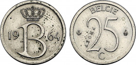 Belgium, Baudouin I (1951-1993), Copper-Nickel essai 25 Centiem 1964, Mailleux (Copper-Nickel, 1.80 gr, 16 mm) Boageart 3175. Uncirculated. Plain edge...