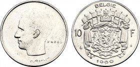 Belgium, Baudouin I (1951-1993), Nickel essai 10 Frank 1969, Elström (Nickel, 7.92 gr, 27 mm) Bogaert 3273. Uncirculated. Plain edge with PROEF.
