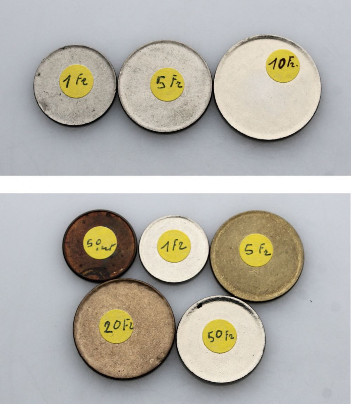 Belgium, Baudouin I (1951-1993), Blank Planchet Set 1 Franc to 10 Francs and 50 ...