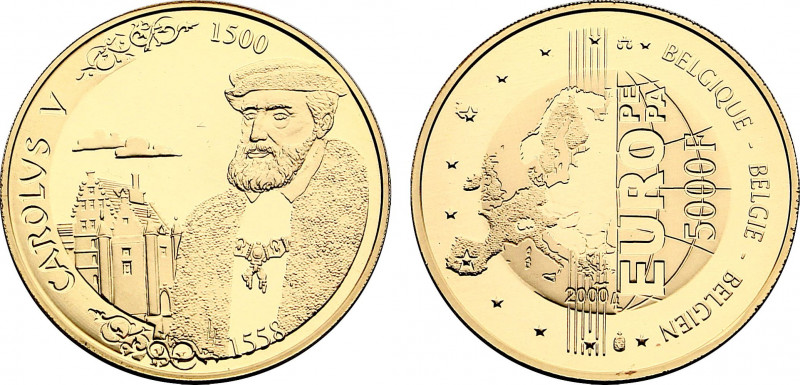 Belgium, Albert II (1993-2013), 5000 Francs 2000 (Gold, 15.55 gr, 29 mm) KM 220....