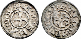 France, Charles le Simple (897-922), Denier (897-922) (Arras mint) (Silver, 1.38 gr, 22 mm) M.G. 747, Prou 225. Extremely Fine.