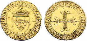 France, Louis XII (1498-1514), Ecu d'or au soleil (1498-1514) (Lyon mint) (Gold, 3.38 gr, 27 mm) Duplessy 647, Ciani 900. Extremely Fine, cleaned.
