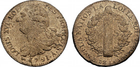 France, Louis XVI (1774-1793), 2 Sols 1791 A (Paris) (Metal de cloche, 24.39 gr, 33 mm) Gadoury 25, KM 603.1. About Uncirculated.