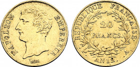 France, Napoleon I (1804-1814), 20 Francs An 12 A (Paris mint) (Gold, 6.41 gr, 21 mm) Gadoury 1020, Le Franc 511, KM 651. Extremely Fine, traces of ol...