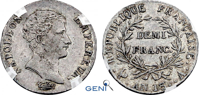France, Napoleon I (1804-1814), 1/2 Franc An 13 A (Paris mint) (Silver, 2.50 gr,...