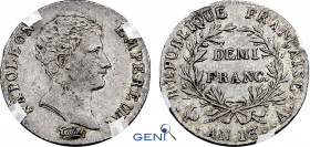France, Napoleon I (1804-1814), 1/2 Franc An 13 A (Paris mint) (Silver, 2.50 gr, 17 mm) Gadoury 395, Le Franc 174, KM 655.1. GENI XF45