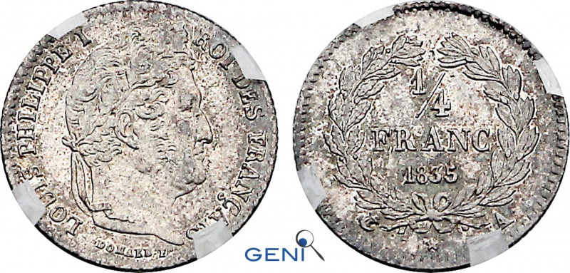 France, Louis-Philippe I (1830-1848), 1/4 Franc 1835 A (Paris mint) (Silver, 1.2...
