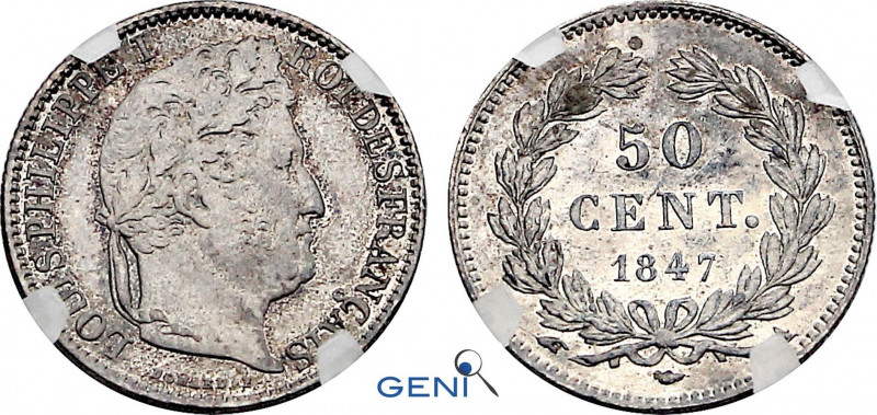 France, Louis-Philippe I (1830-1848), 50 Centimes 1847 A (Paris mint) (Silver, 2...