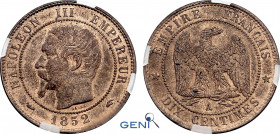 France, Napoleon III (1852-1870), 10 Centimes 1852 A (Paris mint) (Copper, 10.02 gr, 30 mm) Gadoury 248, Le Franc 133, KM 771.1. GENI MS64