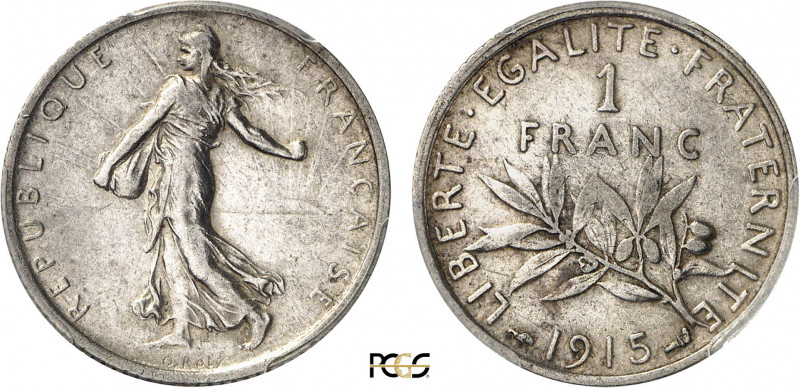 France, Third Republic (1871-1940), Medal alignment 1 Franc 1915 (Silver, 5.00 g...