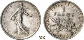 France, Third Republic (1871-1940), Medal alignment 1 Franc 1915 (Silver, 5.00 gr, 23 mm) Gadoury - (cf. 467), Le Franc - (cf. 217). PCGS Genuine (XF ...