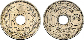 France, Third Republic (1871-1940), Medal alignment 10 Centimes 1938 (Maillechort, 3.06 gr, 21 mm) Gadoury 287, Le Franc 139, KM 889. About Uncirculat...