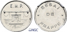 France, Fifth Republic (1959-), Nickel essai 10 Francs ND (1986), Jimenez (Nickel, 5.00 gr, 18 mm) GEM 194.3. NGC MS64
