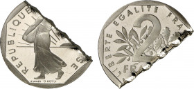France, Fifth Republic (1959-), Cancelled Proof 2 Francs (1991-1993) that has been cut by the Monnaie de Paris (Nickel, 5.31 gr, 27 mm) Gadoury 547, L...