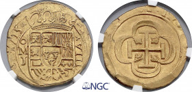 Mexico, Philip V (1700-1746), Gold Cob 8 Escudos 1715 Mo-J (Mexico City mint), Fleet Shipwreck (Gold, 26.77 gr, 0 mm) KM 57.2. NGC MS63
Choice full sh...