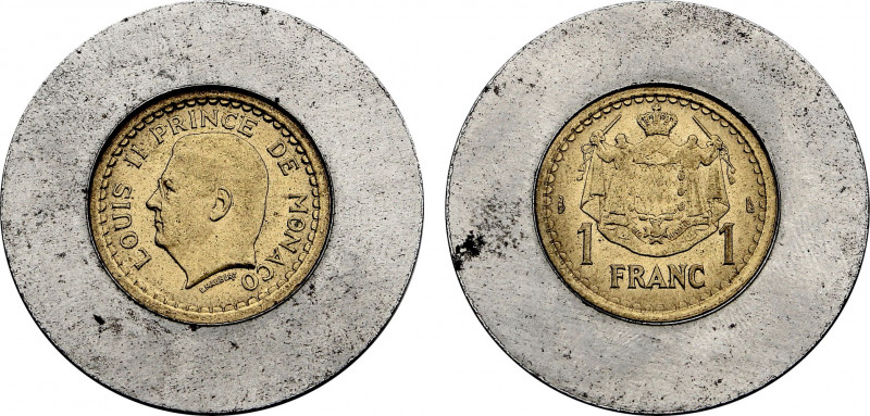 Monaco, Louis II (1922-1949), Feeder Finger (?) 1 Franc (1945) (0.00 gr, 0 mm) K...
