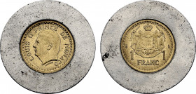Monaco, Louis II (1922-1949), Feeder Finger (?) 1 Franc (1945) (0.00 gr, 0 mm) KM - (cf. 120a). Extremely Fine.
A feeder finger is a replaceable part ...