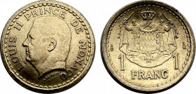 Monaco, Louis II (1922-1949), Concave Trial 1 Franc (1945) (Aluminum-Bronze, 4.07 gr, 23 mm) KM - (cf. 120a). Uncirculated.
We believe this may actual...