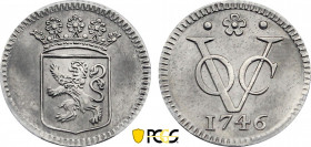 Netherland East Indies, Holland, Silver Presentation Duit 1746 VOC (Dordrecht mint) (Silver, 22 mm) KM 70a, Schulman 125. PCGS SP Genuine
Special pres...