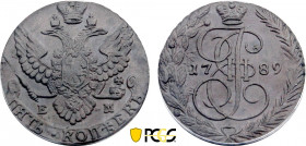 Russia, Catherine II (1762-1796), 5 Kopeks 1789 EM (Ekaterinburg mint) (Copper, 51.20 gr, 42 mm) KM C 59.3. PCGS MS62