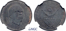 Rwanda, Bronze essai 5 Francs 1964 (Bronze, 6.00 gr, 25 mm) KM E2. NGC MS63