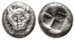 Greek Coins
Circa 480-470 BC. Facing lion head / Incuse square punch.Cimmerian Bosporus, Pantikapaion AR . Very Fine
Weight: 2.2 Diameter: 11