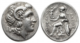 Greek Coins
Kings of Thrace, Lysimachos AR Drachm. Ephesos, circa 294-287 BC. Diademed head of the deified Alexander right, with horn of Ammon / Athen...
