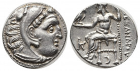 Greek Coins
KINGS OF MACEDON. Alexander III 'the Great' (336-323 BC). Drachm. Kolophon.Obv: Head of Herakles right, wearing lion skin.
Rev: AΛΕΞΑΝΔΡΟΥ...
