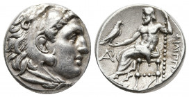 Greek Coins
Kingdom of Macedon, Philip III Arrhidaios AR Drachm. In the types of Alexander III. Magnesia ad Maeandrum, circa 323-317 BC. Head of Herak...