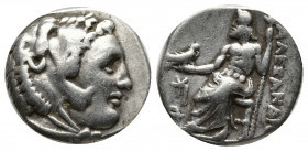 Greek Coins
KINGS OF MACEDON. Alexander III 'the Great' (336-323 BC). Drachm. Sardes.
Obv: Head of Herakles right, wearing lion skin.Rev: AΛEΞANΔPOY.Z...