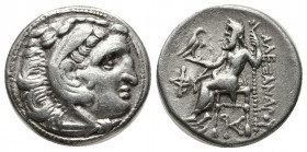 Greek Coins
KINGS of MACEDON. Alexander III 'The Great'. 336-323 BC. AR Drachm Kolophon mint.
Struck 310-301 BC.Head of Herakles right, wearing lion's...