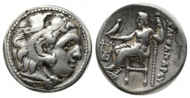 Greek Coins
Kings of Macedon. Kolophon. Alexander III "the Great" 336-323 BC.Drachm AR Struck circa 322-319 BC
Head of Herakles to right, wearing lion...