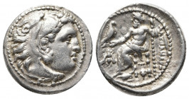 Greek Coins
Kingdom of Macedon, Philip III Arrhidaios AR Drachm. In the name and types of Alexander III. Sardes, 323-319 BC. Head of Herakles to right...