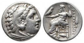 Greek Coins
Kings of Macedonia, in the name of Alexander III the Great, 336-323 BC, posthumous issue, AR drachm, Kolophon Mint, ca. 323-319 BC.Head of...