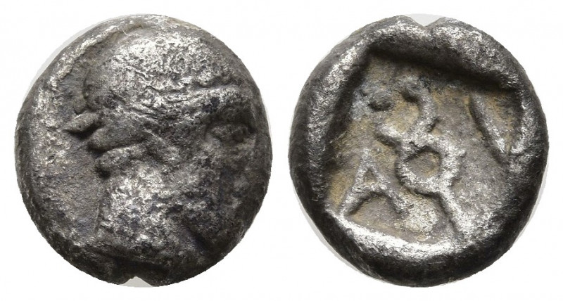 Greek Coins
Thrace, Ainos AR Diobol. Circa 474-449 BC. Head of Hermes to right, ...