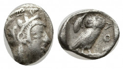 Greek Coins
ATTICA, Athens. Circa 454-404 BC. AR Obol . Helmeted head of Athena right, with frontal eye / Owl standing right, head facing; olive spray...
