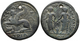 Roman Provincial
SLANDS OFF IONIA, Chios. Pseudo-autonomous issue. Triassarion , Eirenaios, archon, mid 3rd century AD. ΑCAPIA (sic!) TPIA Sphinx seat...