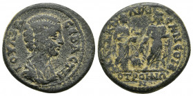 Roman Provincial
Phrygia. Otros Julia Domna (Ağustos, 193-211). OTPOHNΩN Kore(?) standing, right, holding long sceptre; to right, Demeter standing, l...