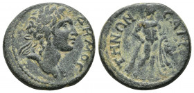 Roman Provincial
LYDIA. Saitta. Pseudo-autonomous issue. Hemiassarion (?) , circa 161-175. ΔHMOC Laureate head of Demos to right, with slight drapery ...