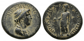 Roman Provincial
LYDIA. Silandos. Pseudo-autonomous. Time of Nero (54-68). Ae. Ti. Kl. Mnaseas, strategos.Obv: ΘЄON CYNKΛHTON.Draped bust of the Senat...