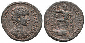 Roman Provincial
PHRYGIA. Otrus. Geta, as Caesar, 198-209. Diassarion Alexander, asiarch. ΠO CЄΠT ΓЄTAC K Bare-headed and draped bust of Geta to righ...