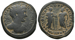 Roman Provincial
Phrygia. Akmoneia. Caracalla AD 198-217. laureate and cuirassed bust of Caracalla ΑΚΜΟΝƐΩΝ Asclepius standing facing, looking l., hol...